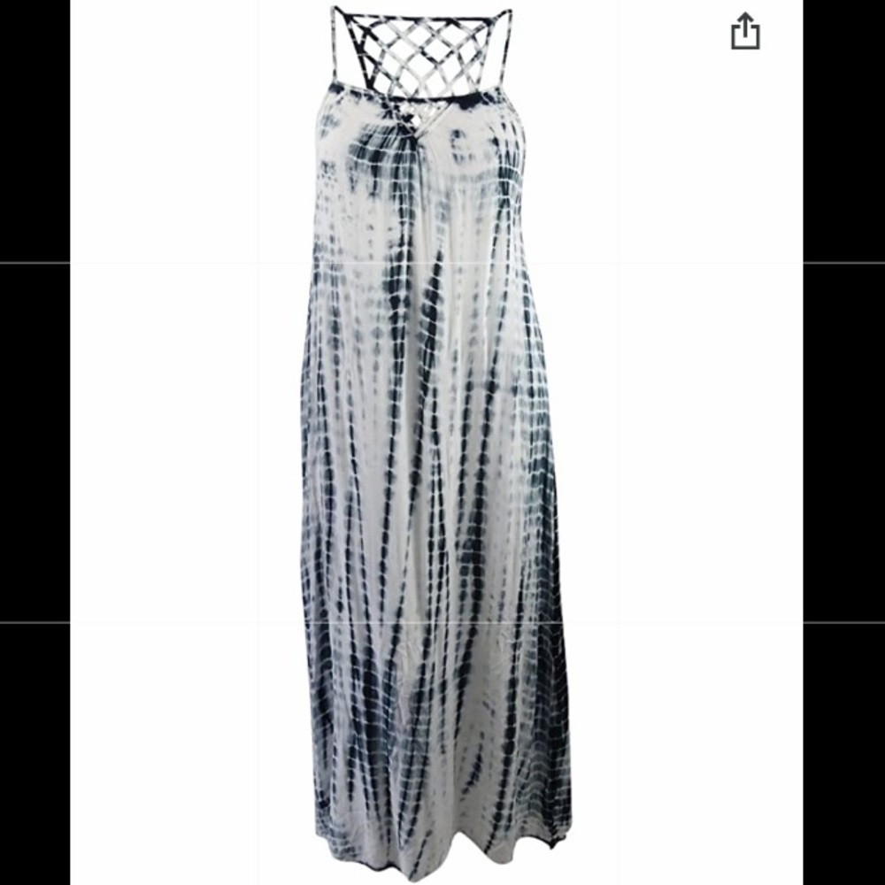 Long Flowy Tie Dye Maxi Lattice Open Back